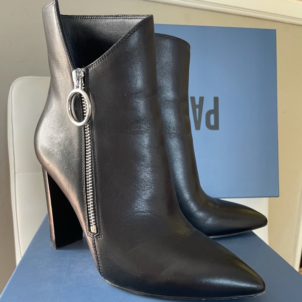 PAIGE Kate Leather Zip asymmetrical Ankle Boots